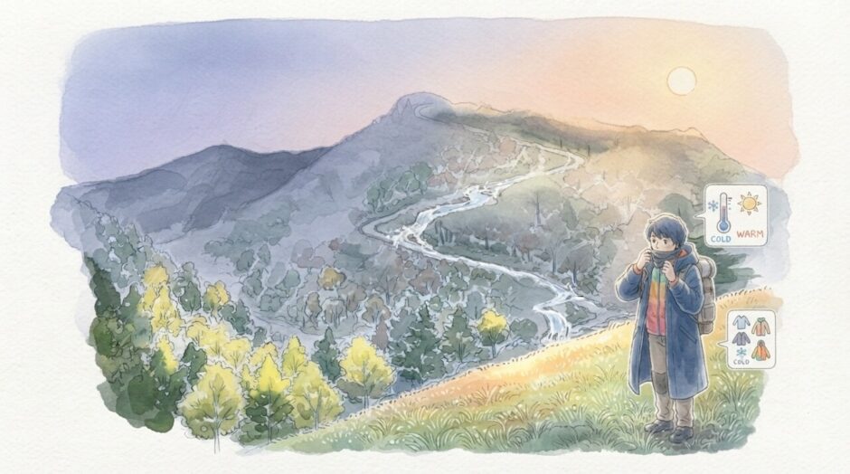 登山の気温差対策を完全解説！朝晩と日中の寒暖差を乗り越えるレイヤリング術