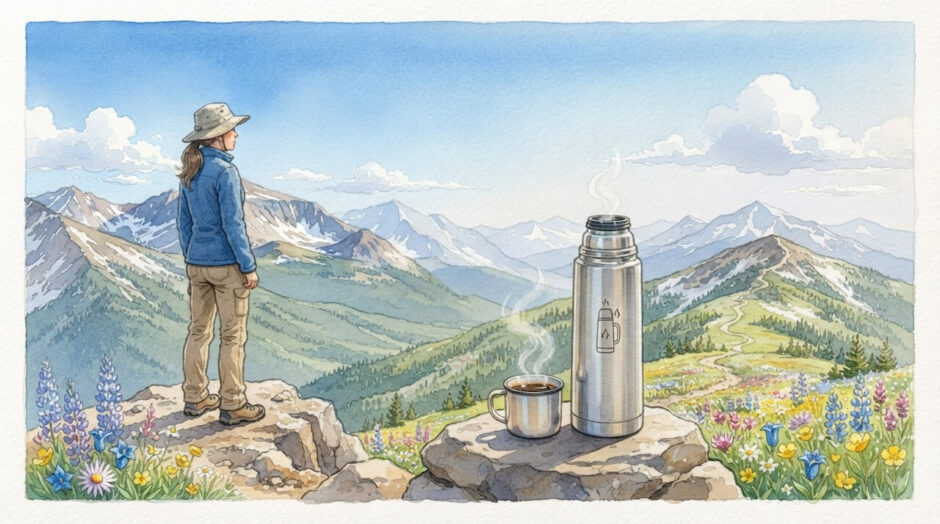 山頂で飲む温かいコーヒー、保温ボトルで叶える方法